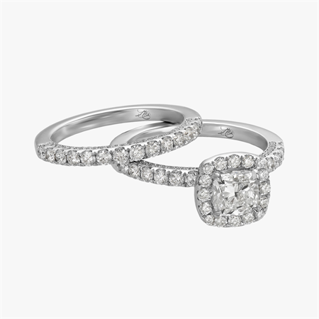 white-gold-wedding-ring-gia-cushion-square-cut-diamond-16907-17159 انگشتر زوج برای ازدواج مدل 2 - تصویر 1